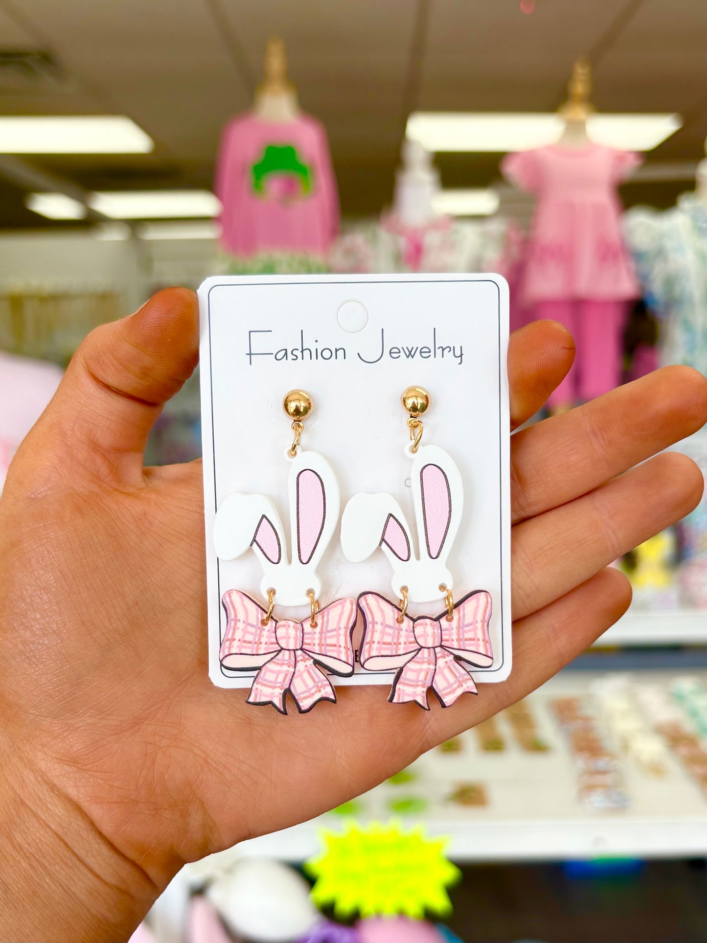 KK Bunny Ears W/ Bow Easter Earrings