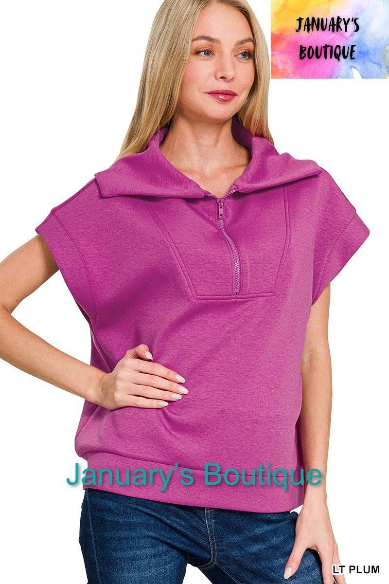 Women’s High Neck Half Zip Plum Top