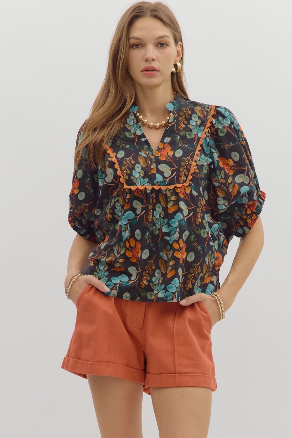 Women’s Black Floral Entro Top