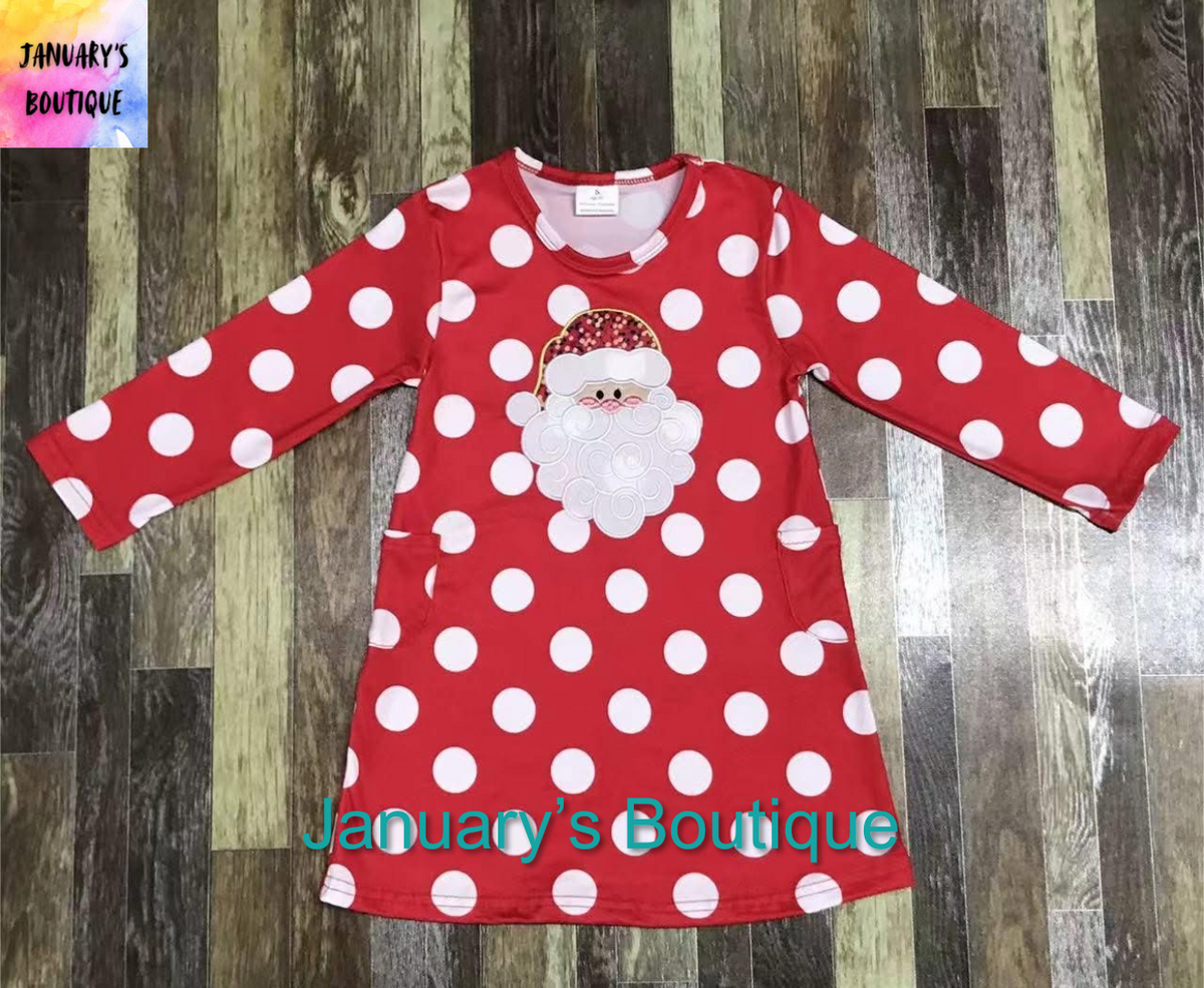 Girl’s Embroidered Santa Dress