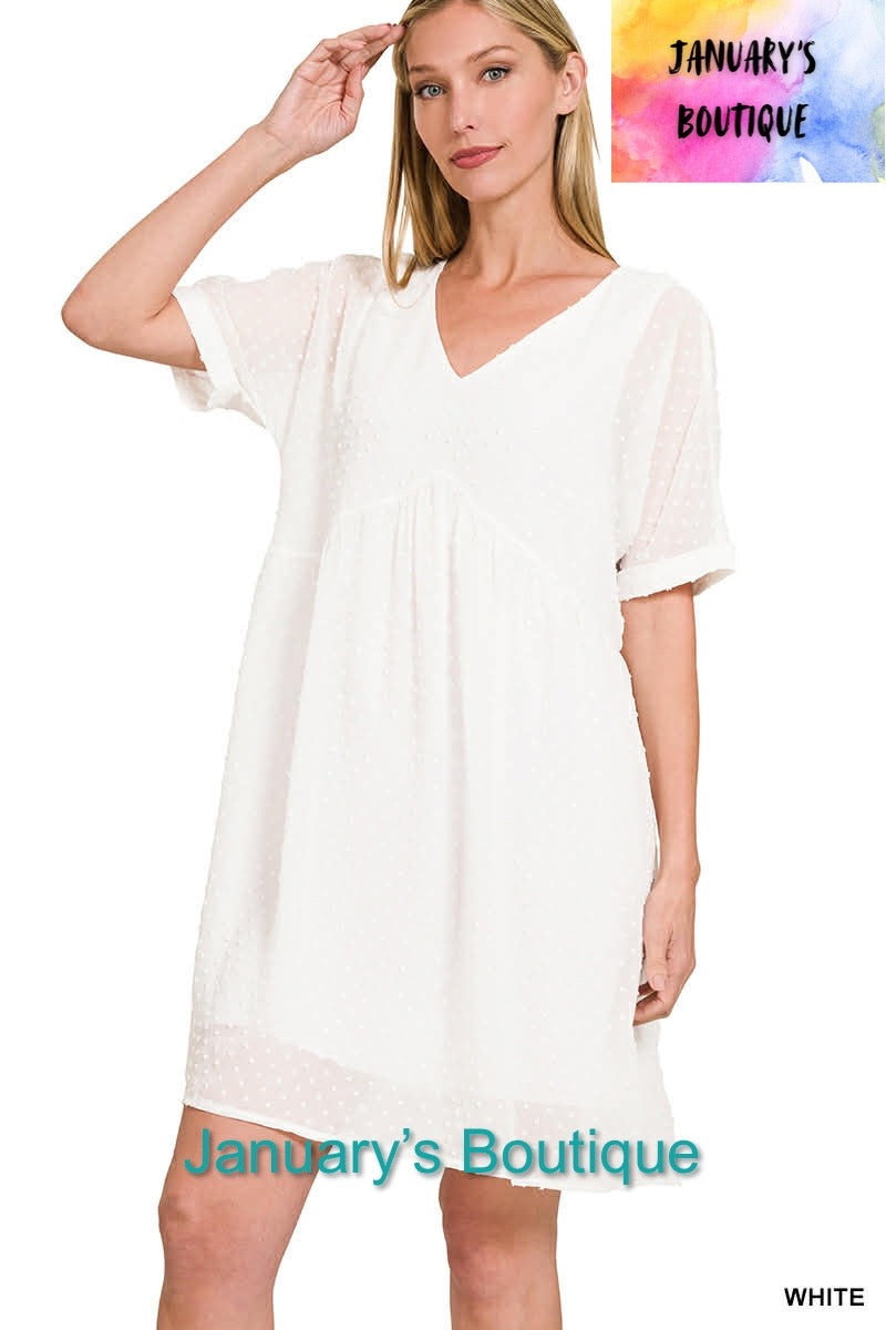 CAM Women’s White Swiss Dot Dress