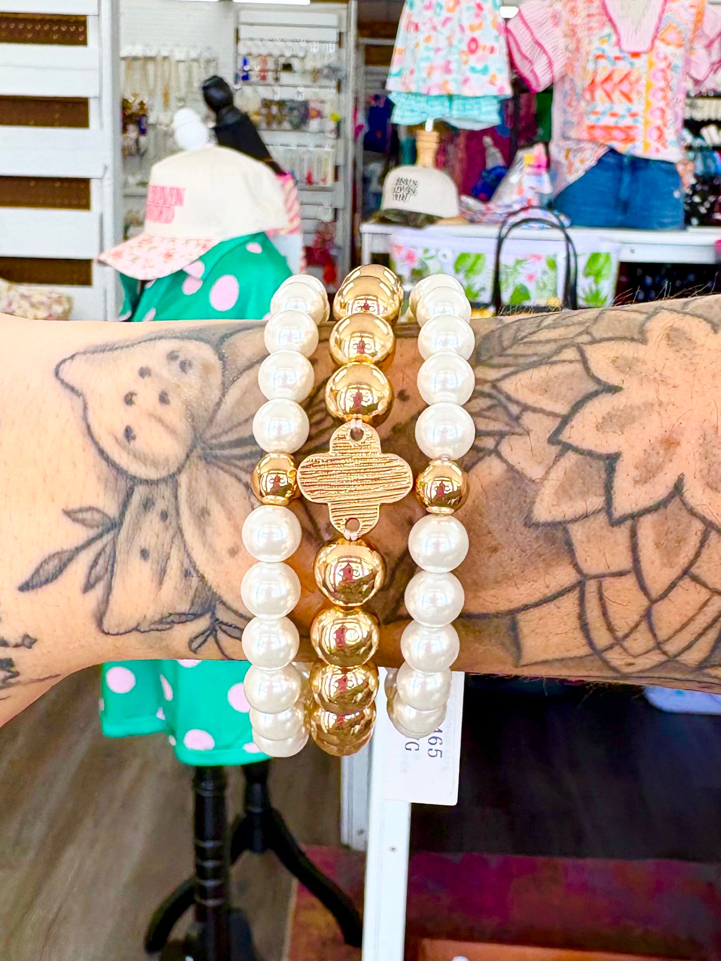 KK Pearl/Gold C*over Bracelet Set