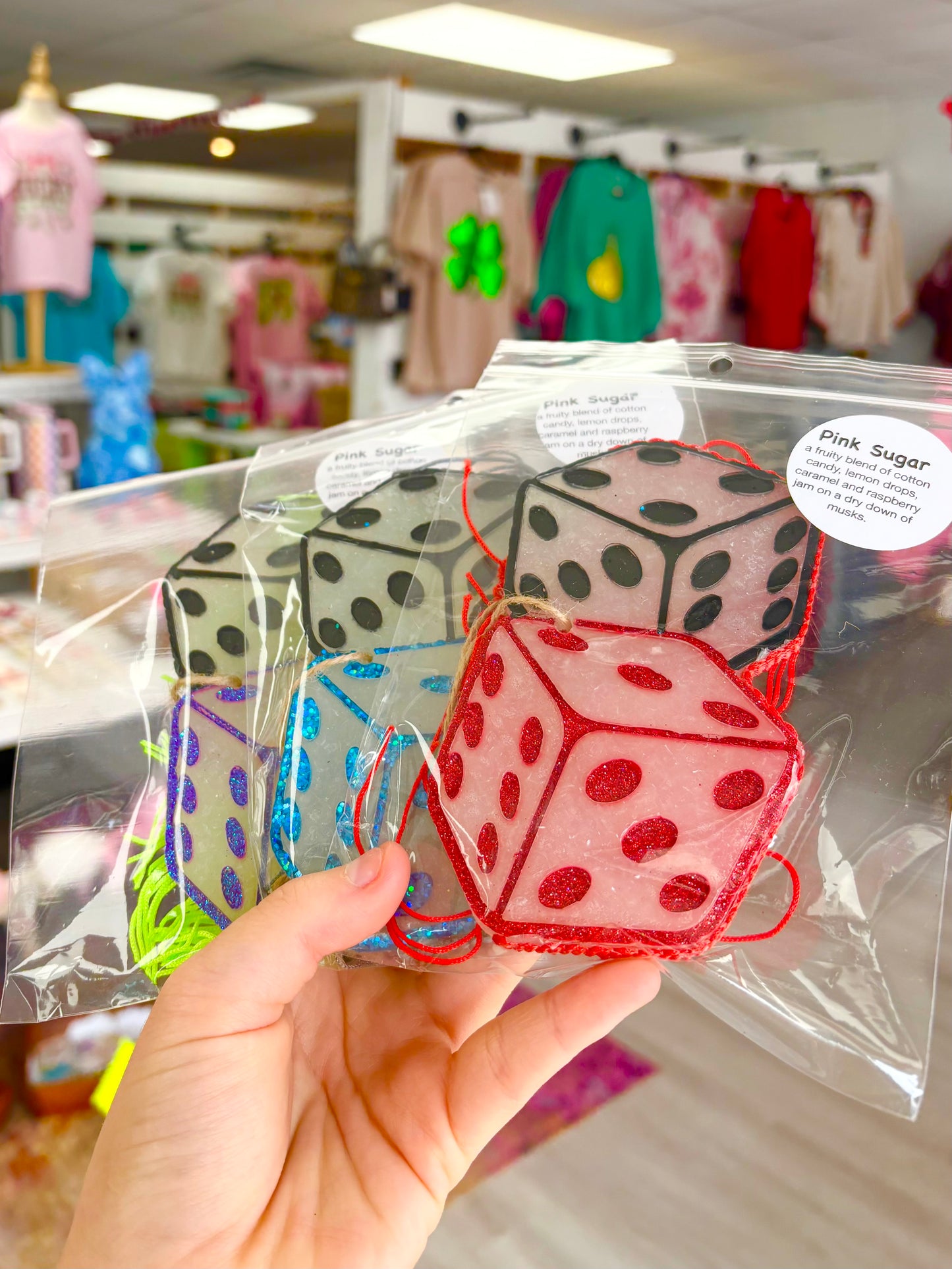 KK Dice W/ Fringe Freshie ( Pink Sugar)