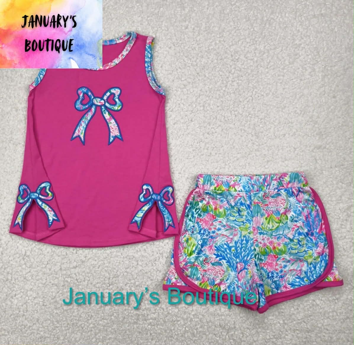 Girl’s Floral Bow Shorts Set