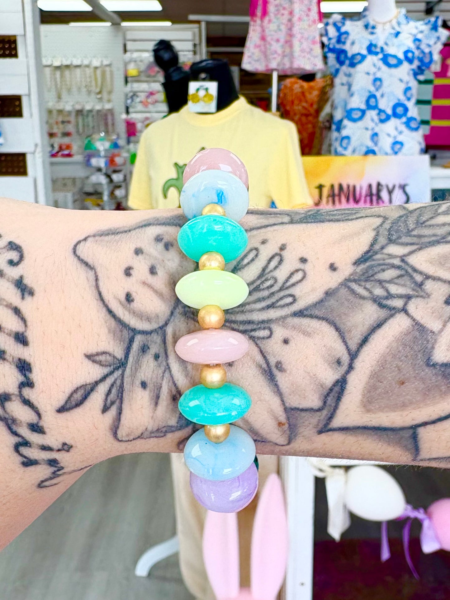 KK Green/Pink Stone Bracelet