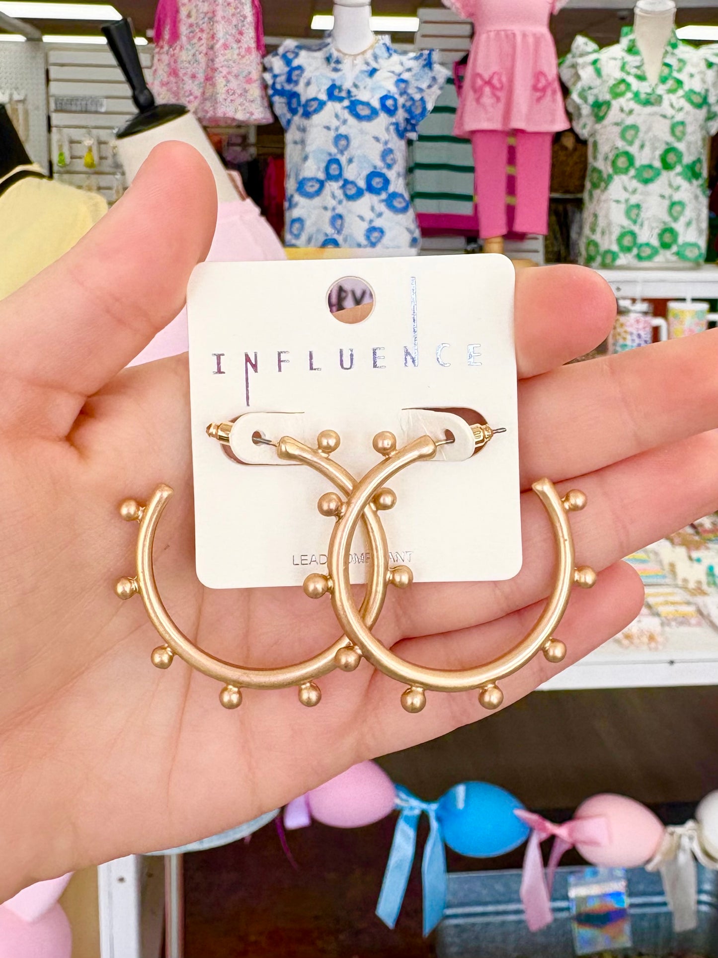 KK Matte Gold Ball Hoops