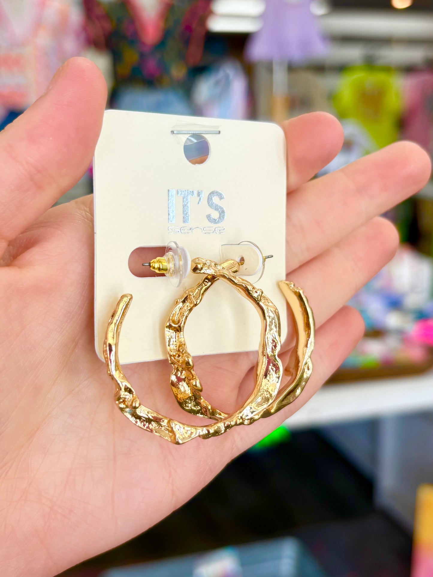 KK Matte Gold Melted Hoops