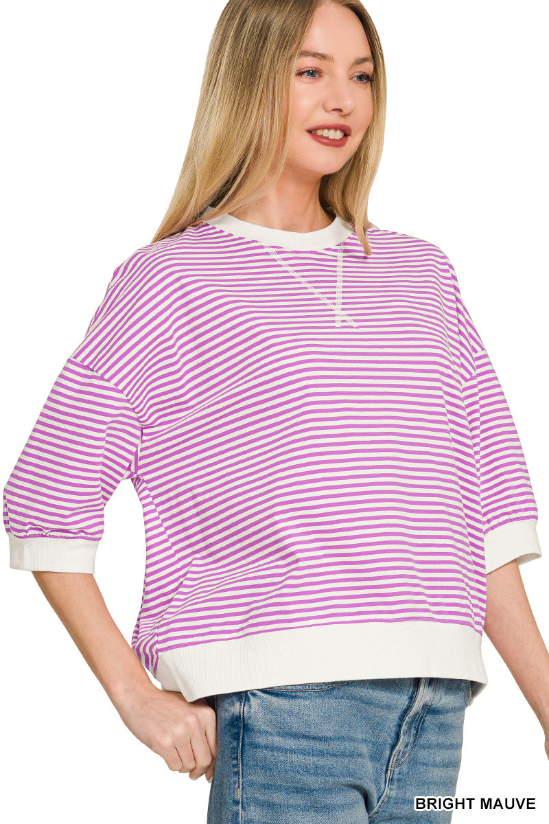 Women’s Bright Mauve Striped Pullover