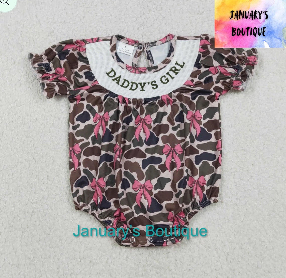 Girl’s Daddy’s Girl Camo Romper
