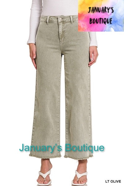 Women’s Light Olive Frayed Pants