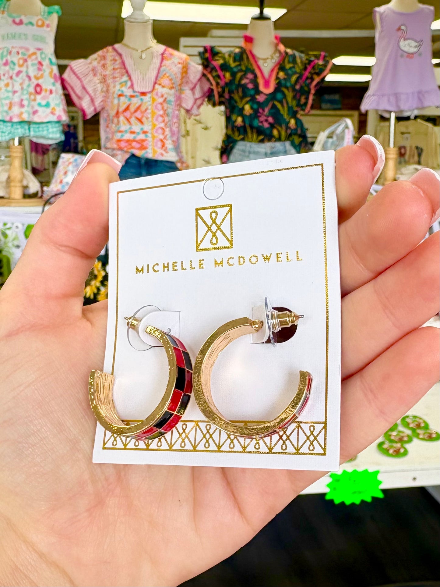 Gold Red/Black Checkered Hoops