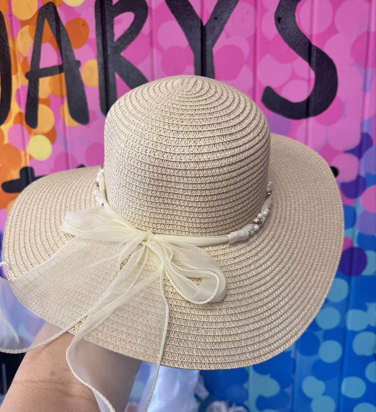 Women's Beige With Bow Sun Hat