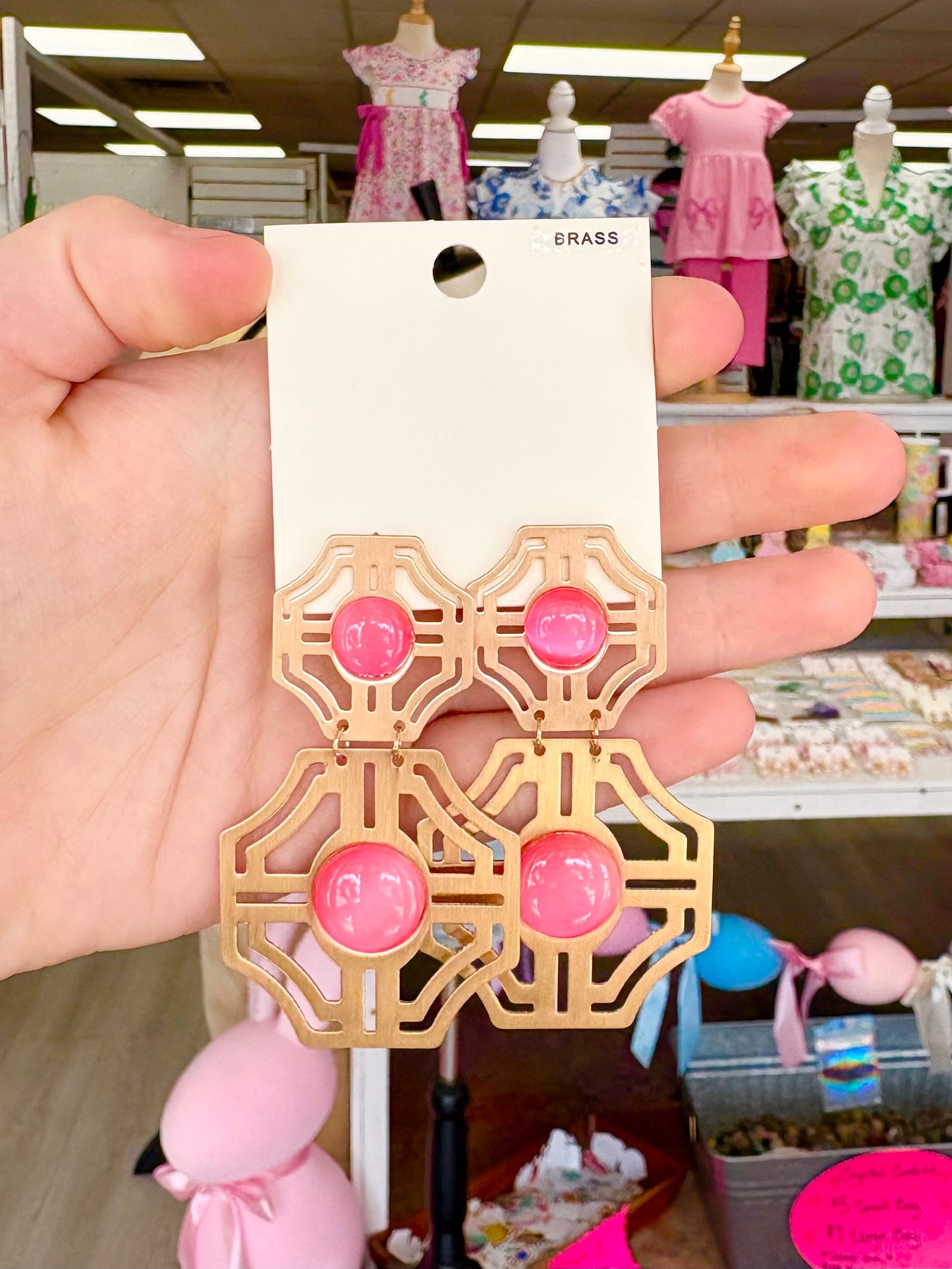 Pink Cat Eye Design Earrings