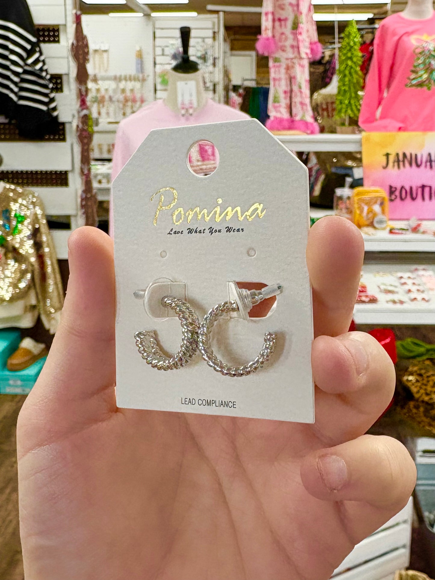 KK Small Textured Matte Silver Hoops