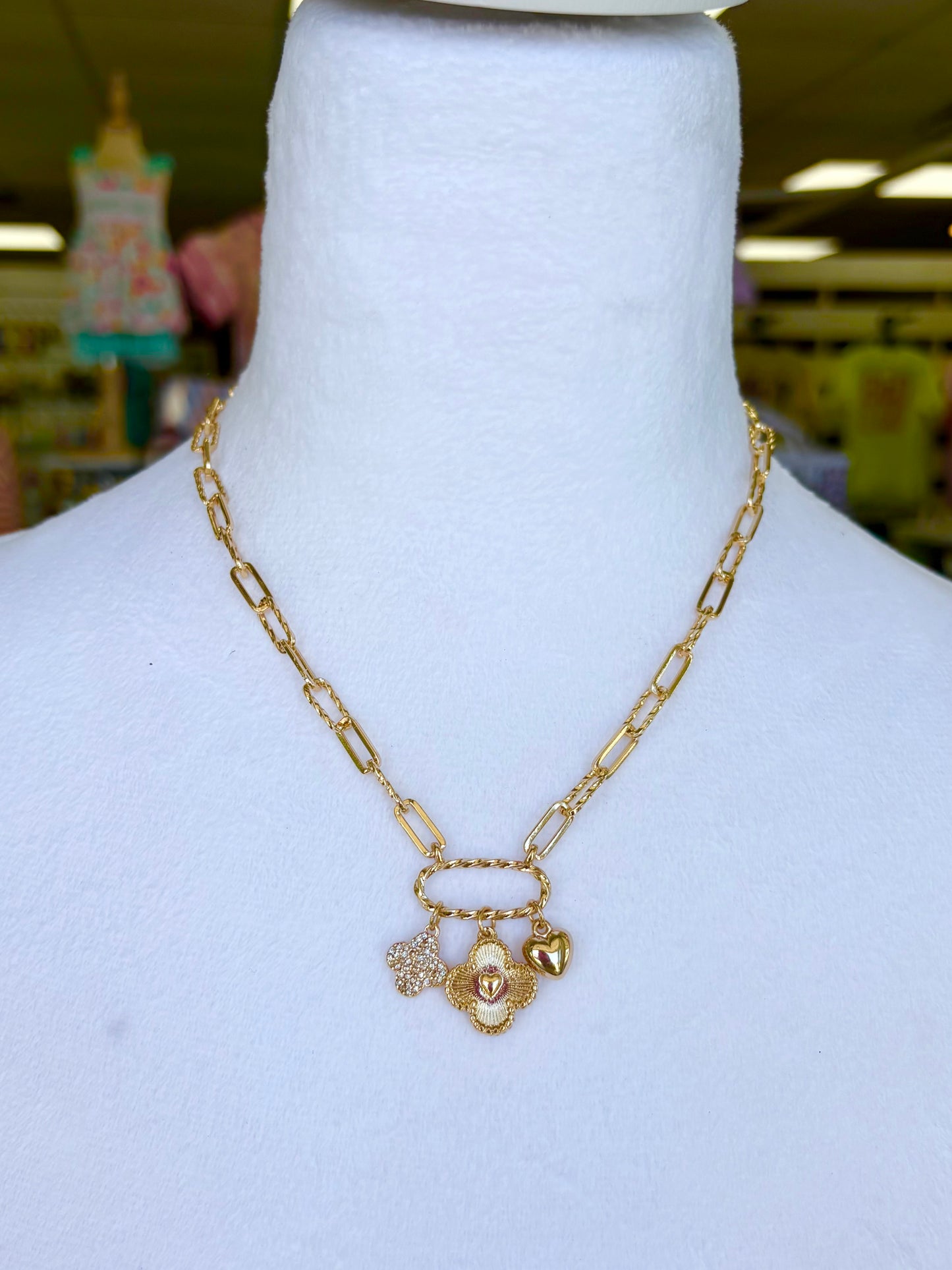 KK Gold Clover Charm Necklace