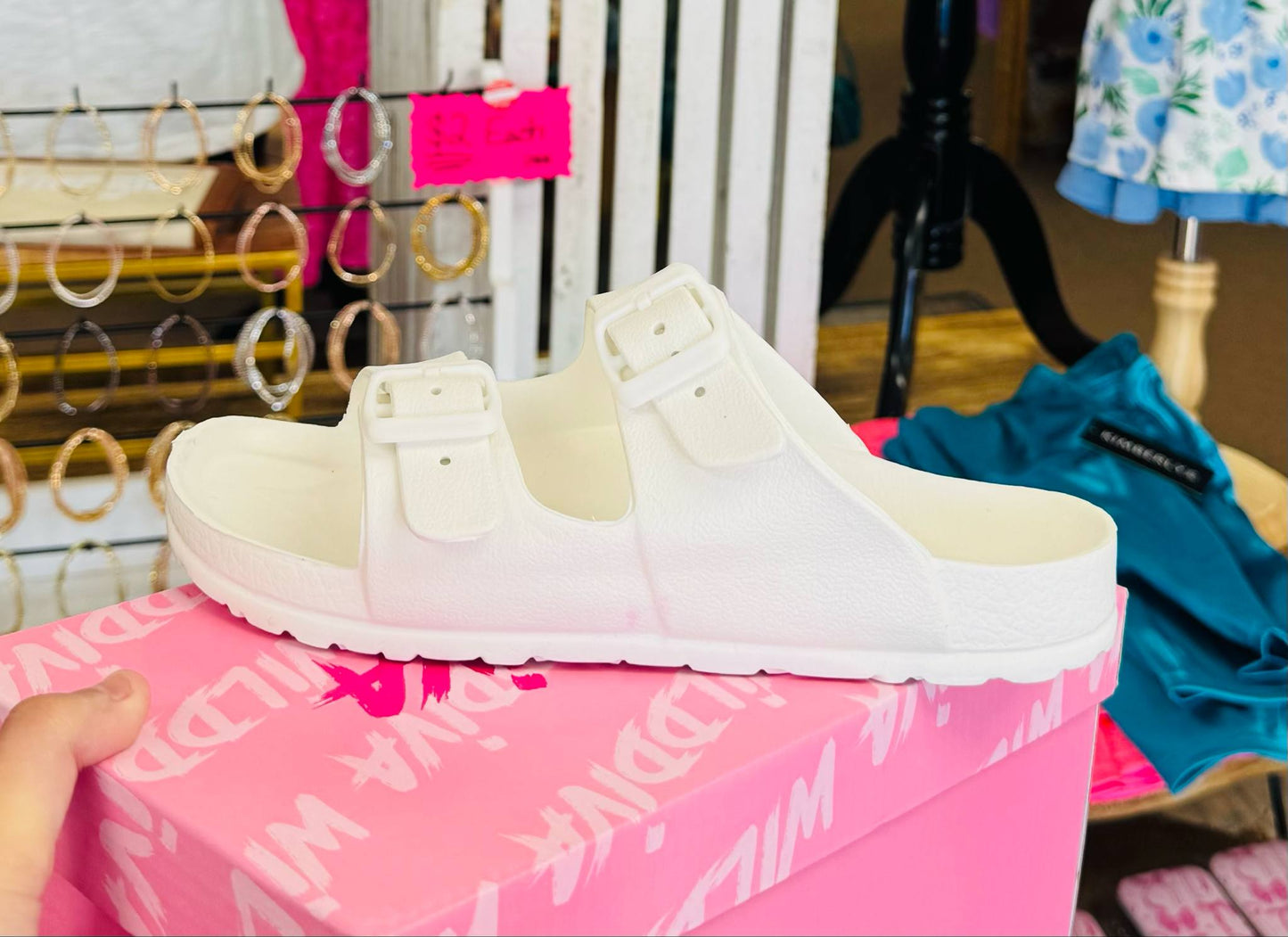 Wild Diva White Waterproof Slides