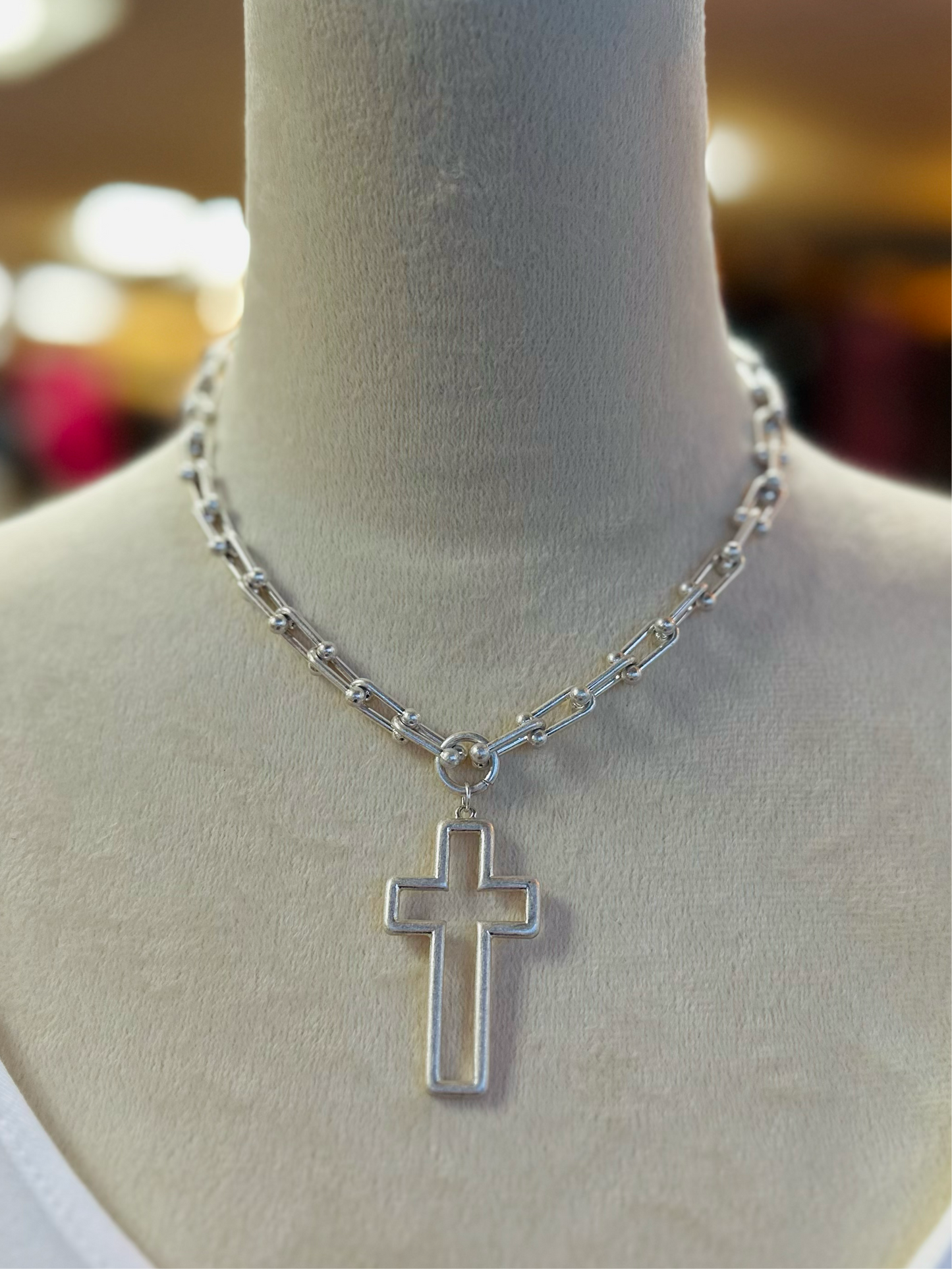 Silver Cross Chain Necklace