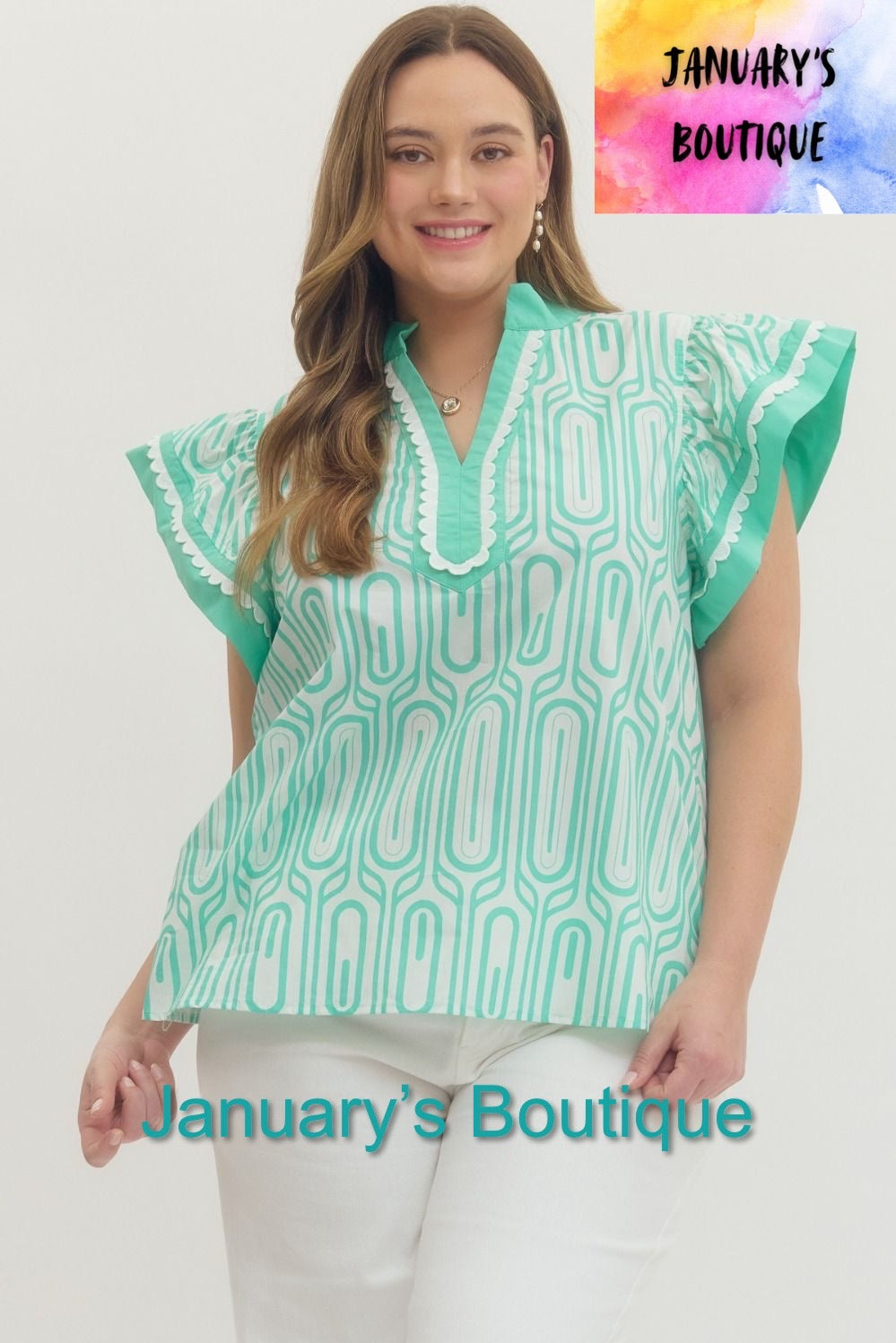 Women’s Entro Plus Teal Print Top