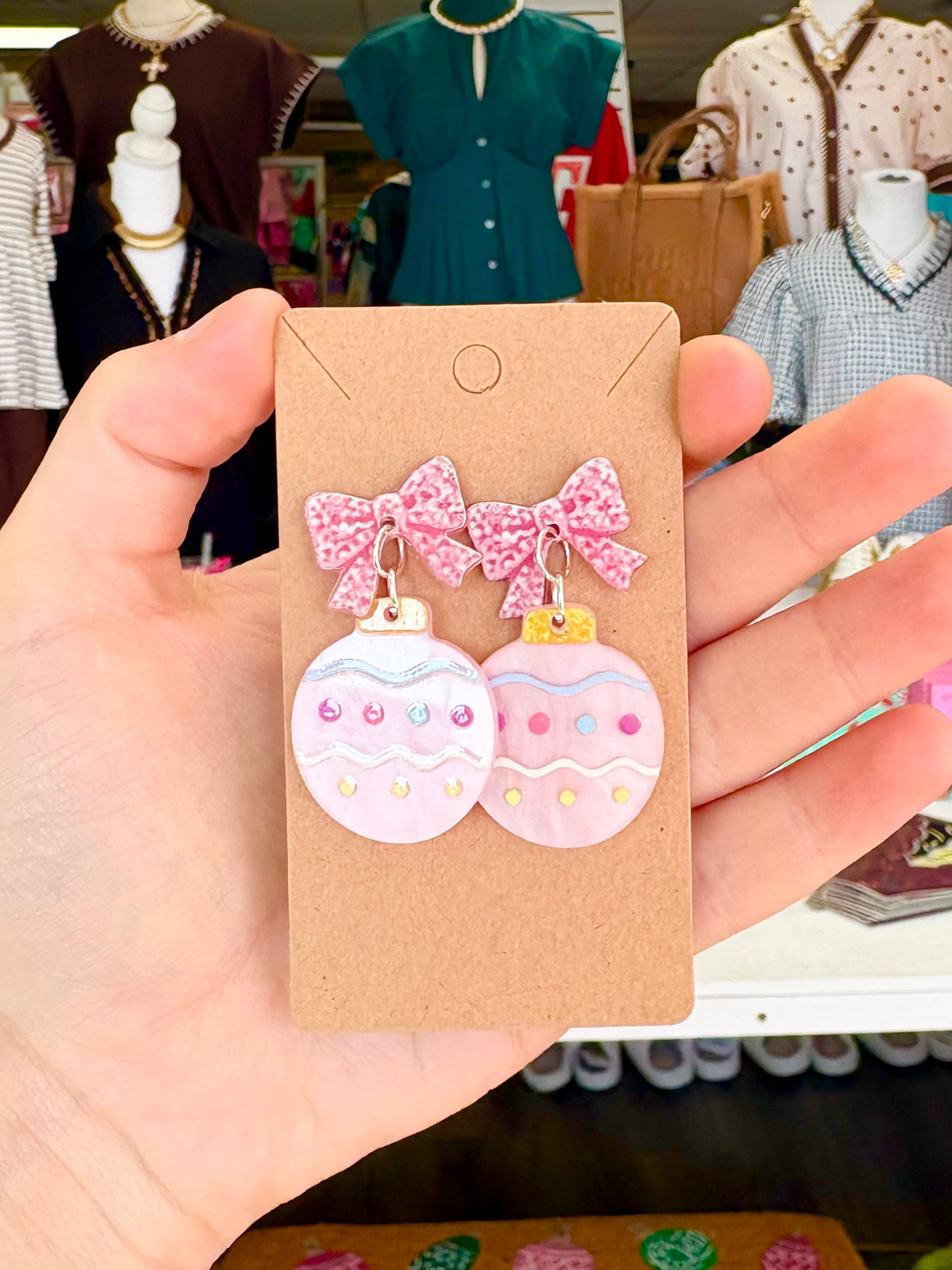 KK Christmas Pink Ornament Earrings