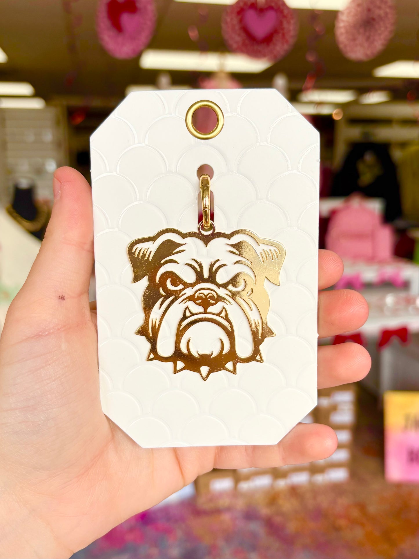 Gold Outline Bulldog Pendant
