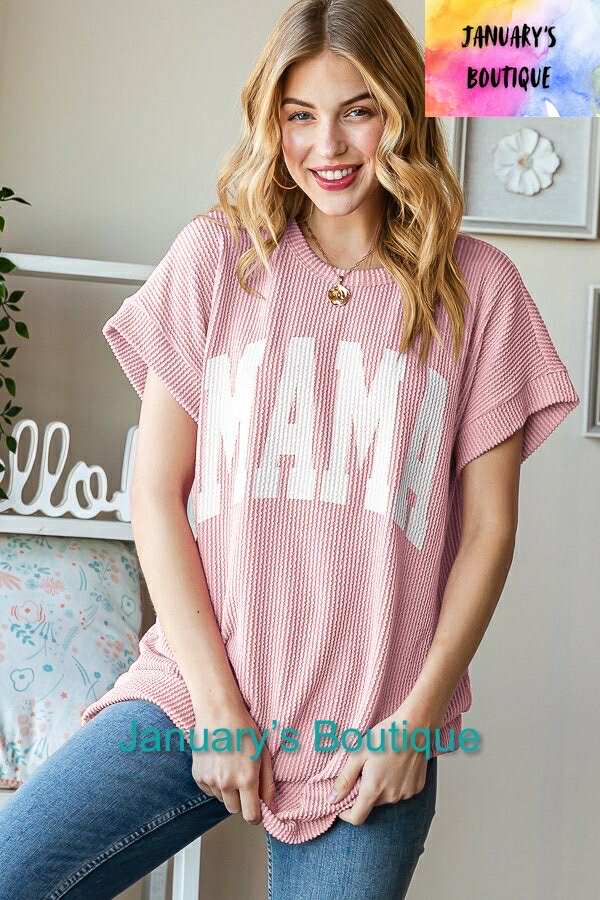 Women's Plus Mauve MAMA Ribbed Top