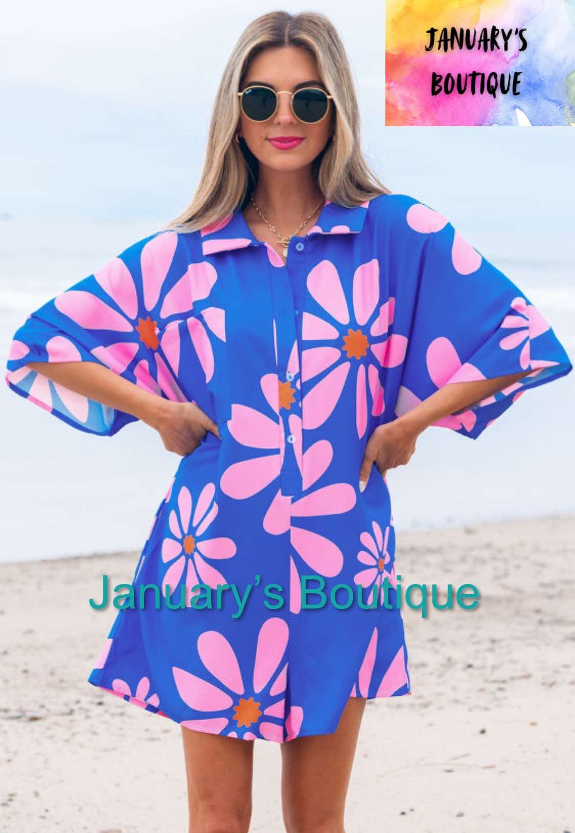 Women's Blue Summer Floral Romper