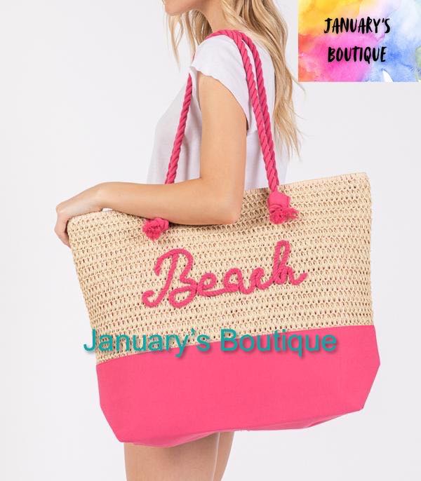 Hot Pink Rope Letter Summer Tote