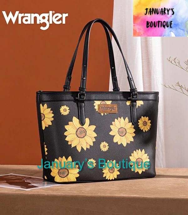 Wrangler Black Sunflower Print Tote Bag