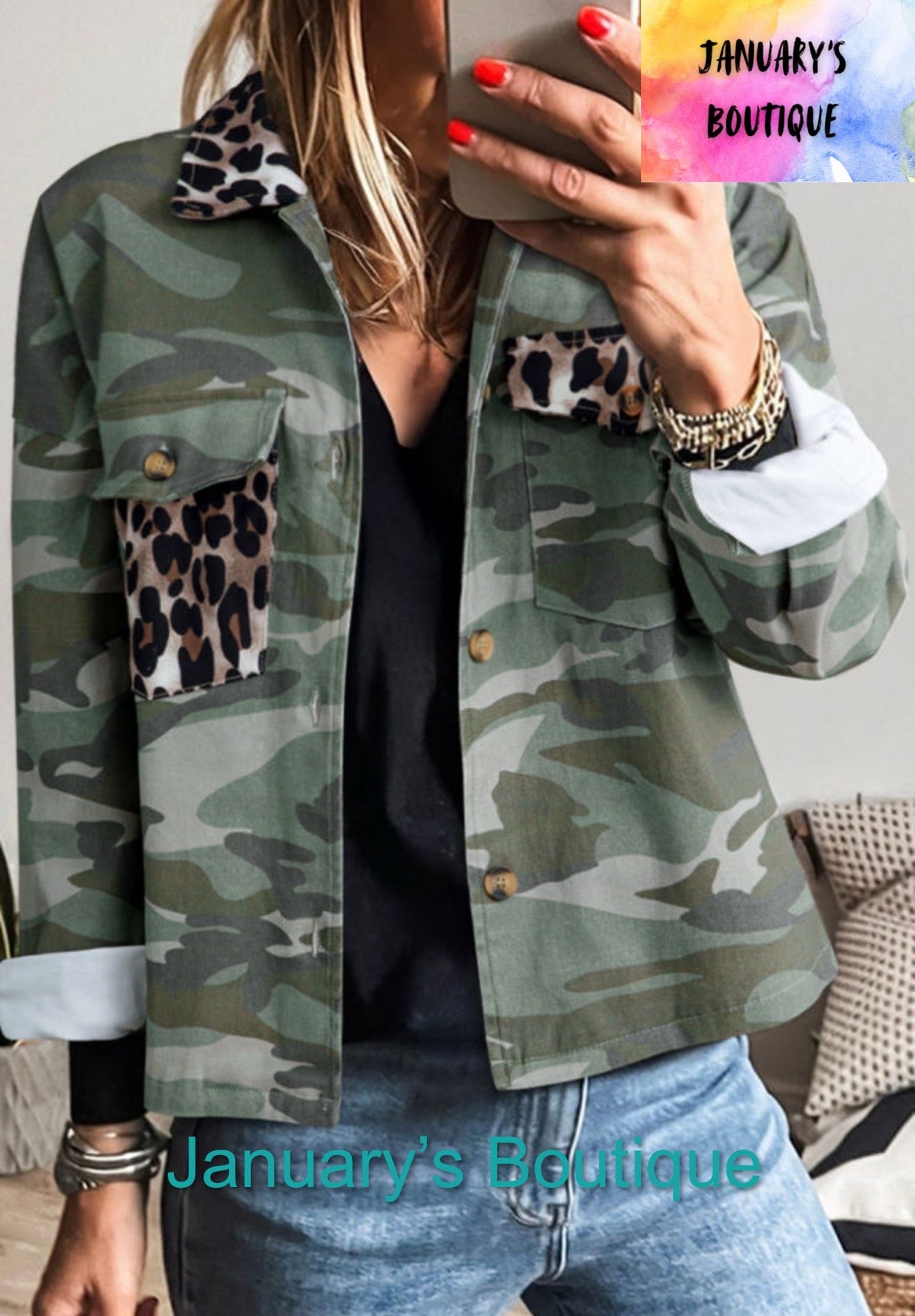 Women’s Green Camo Crop Jacket