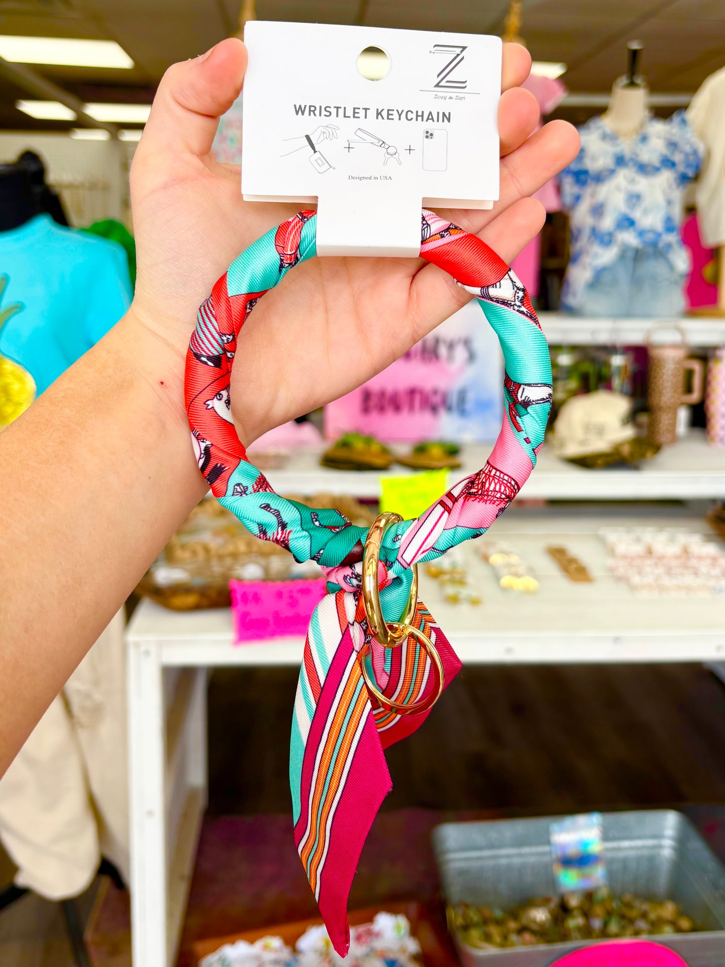 KK Pink/Multi Scarf Wristlet