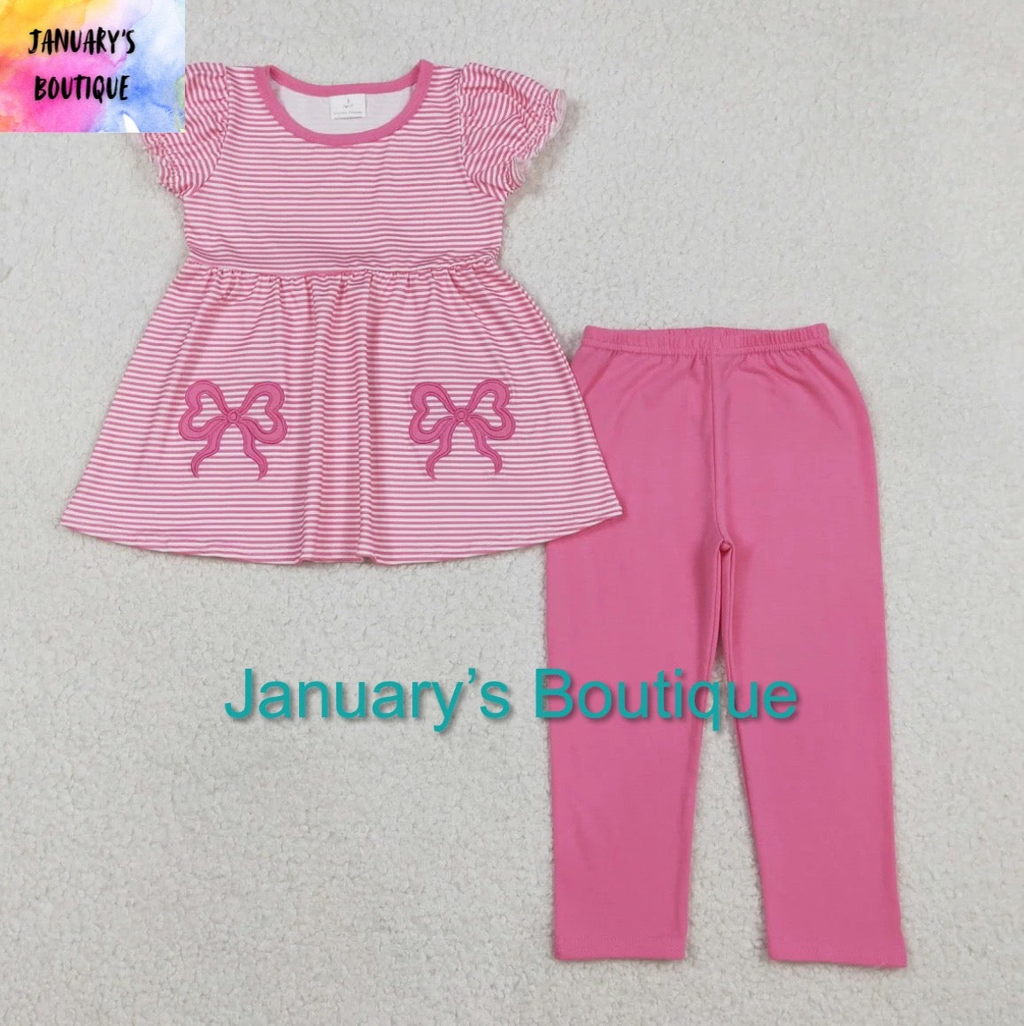 Girl’s Stripes & Bows Set
