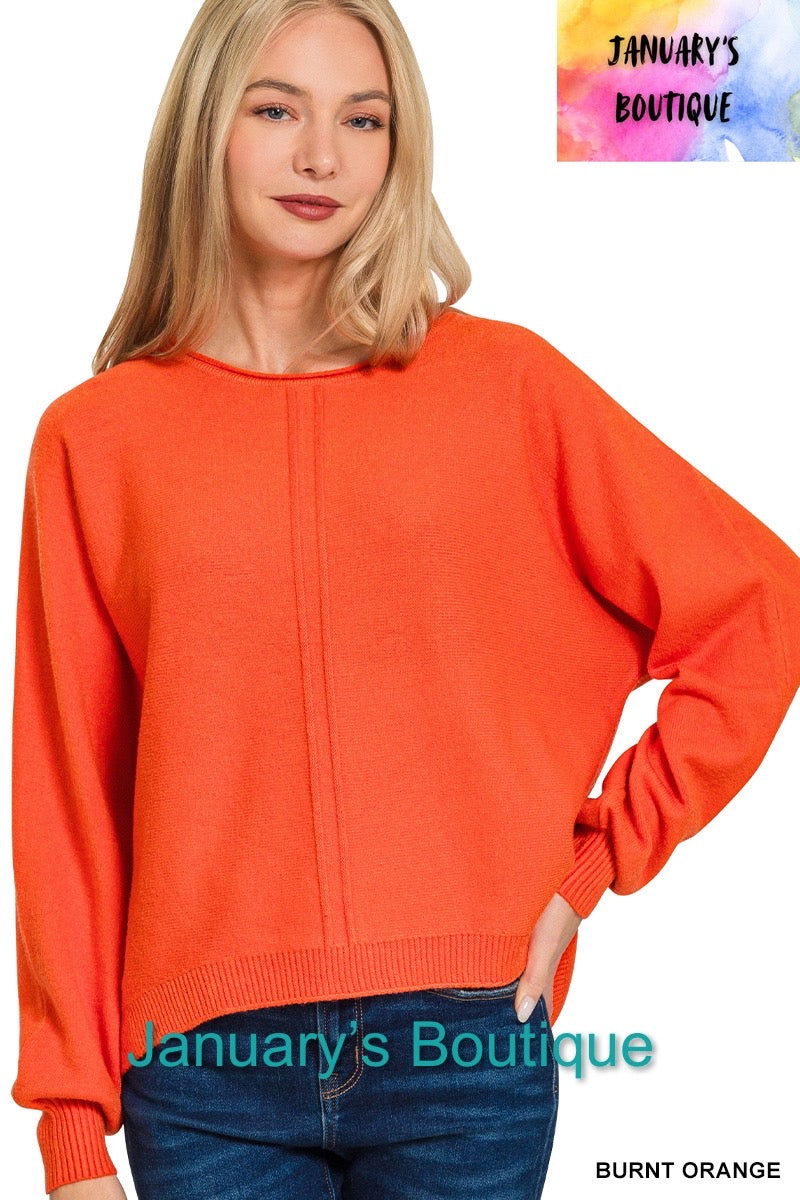 Women’s Orange Front Seam Sweater