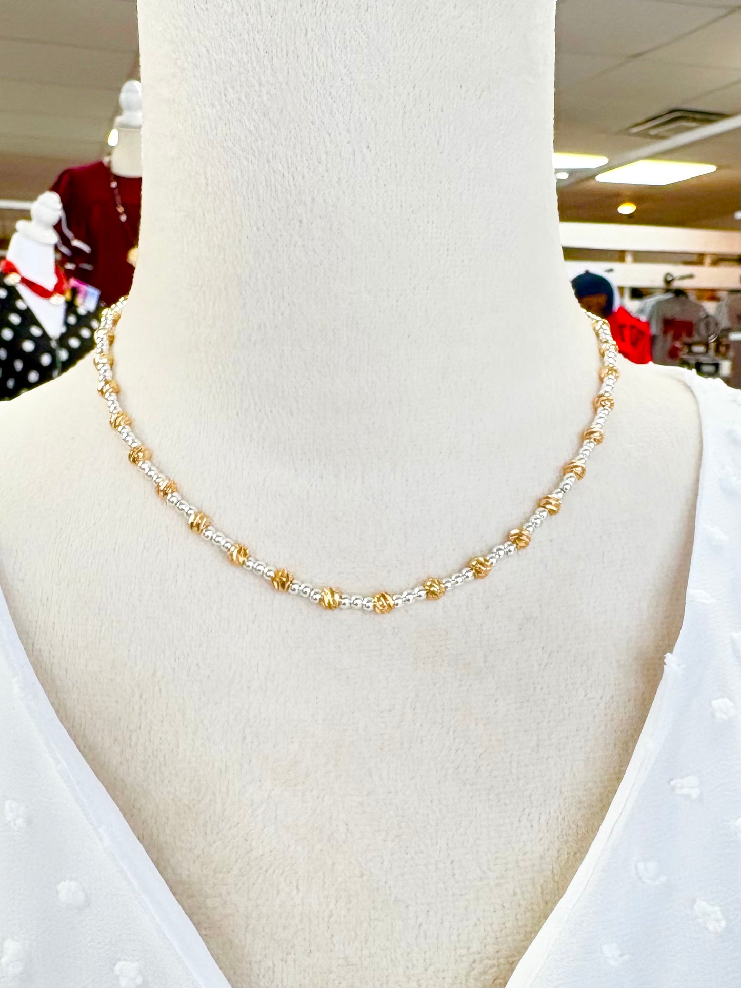 Beaded Two-Toned Textured Necklace
