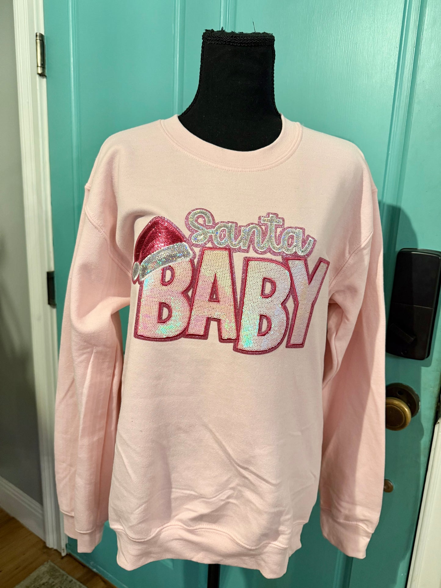 Pink Santa Baby Sequin Sweatshirt