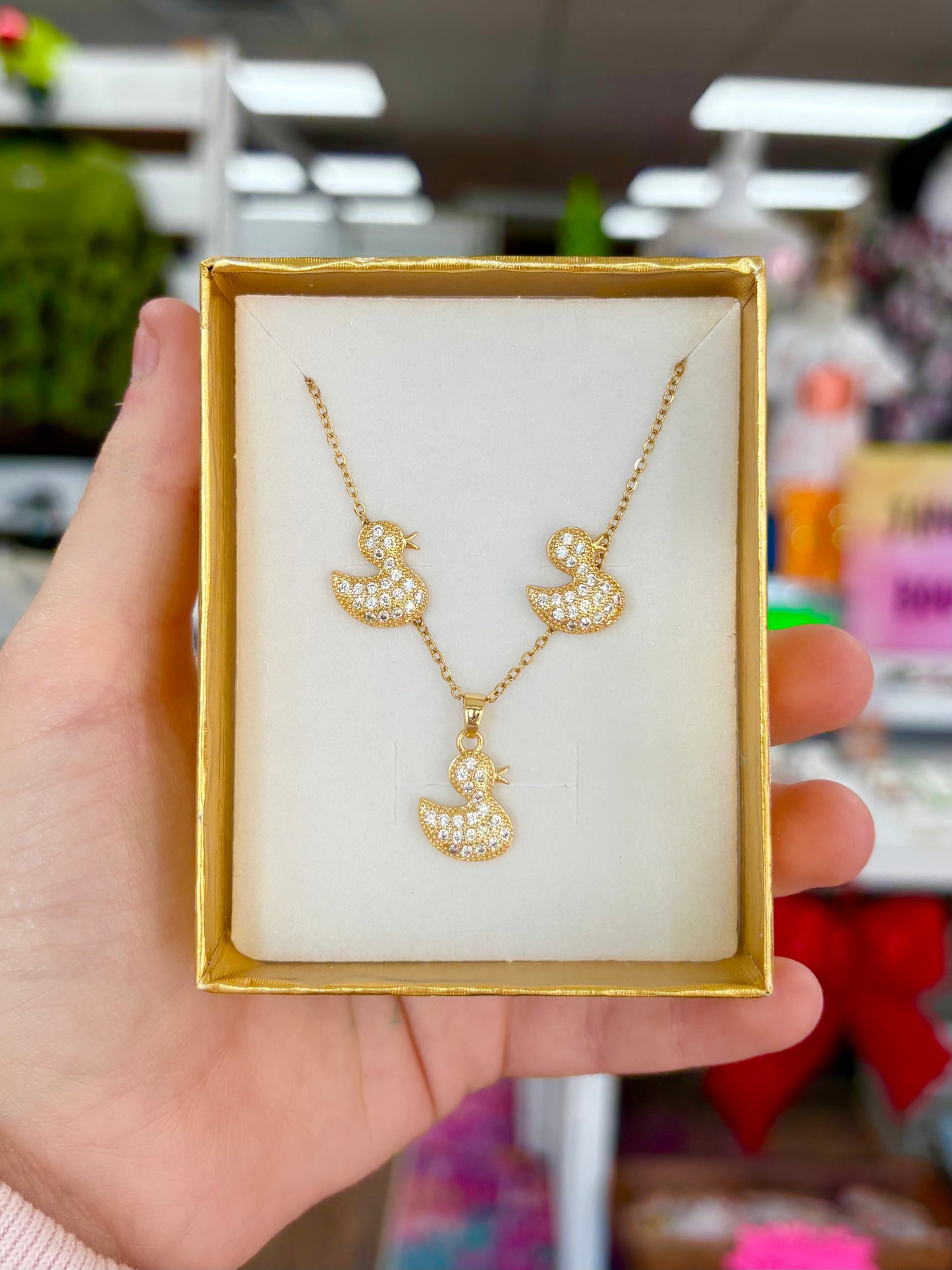 KK Gold Duck Earrings/Necklace Set
