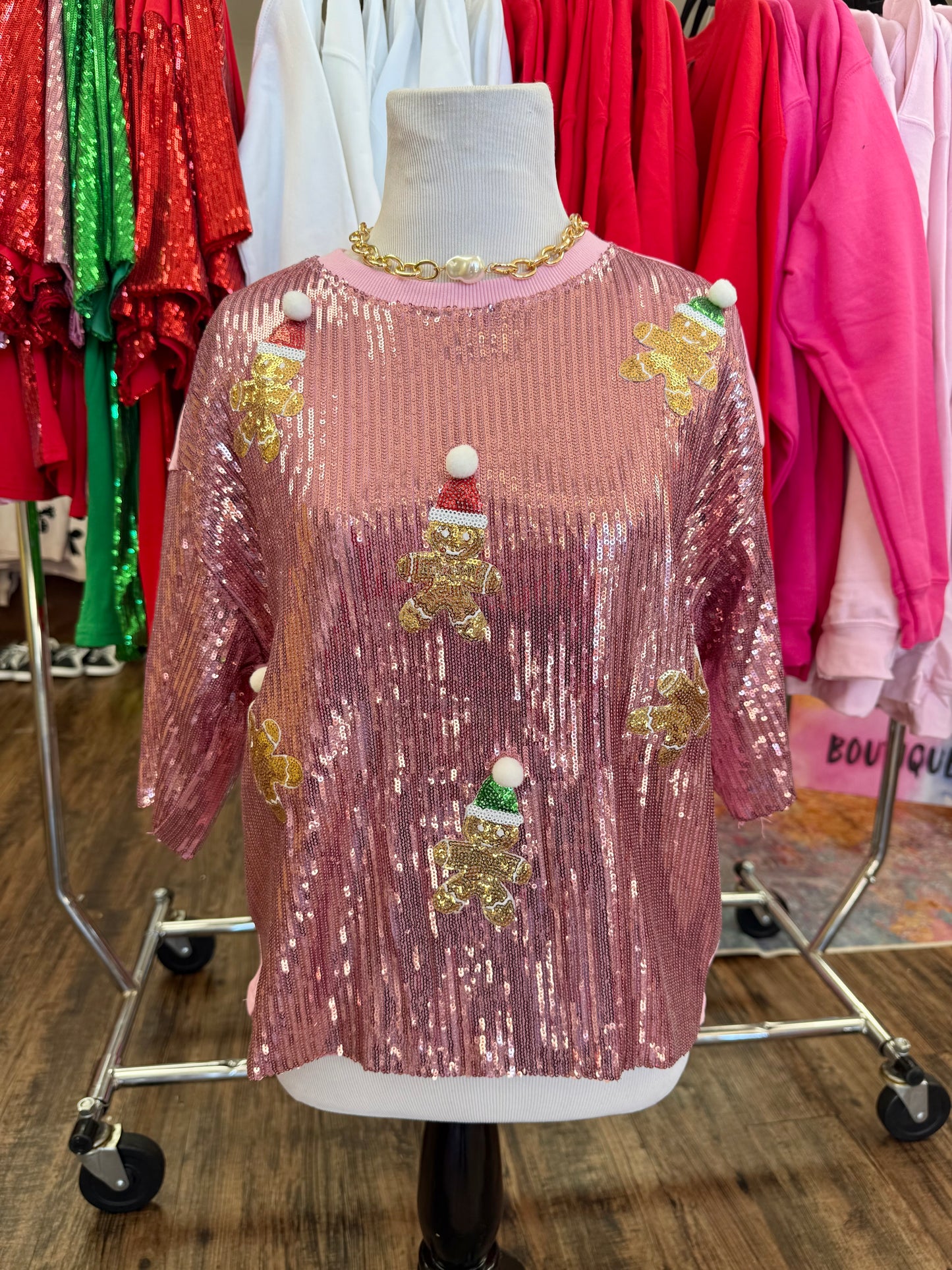 Gingerbread Sequin Top