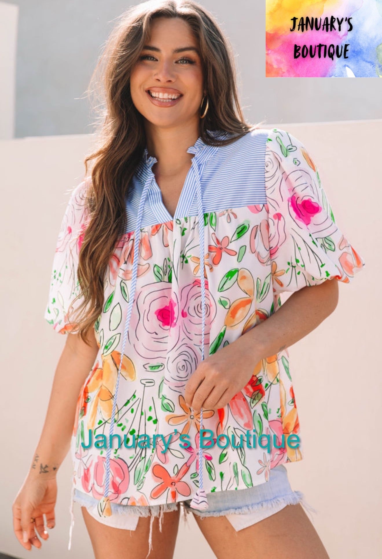 Women’s Watercolor Floral Top