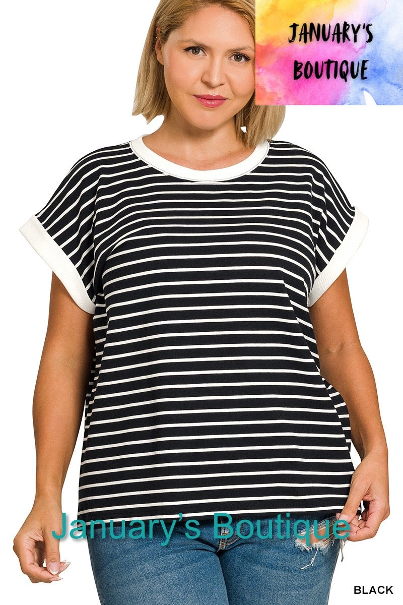 Women’s Plus Black Striped Top