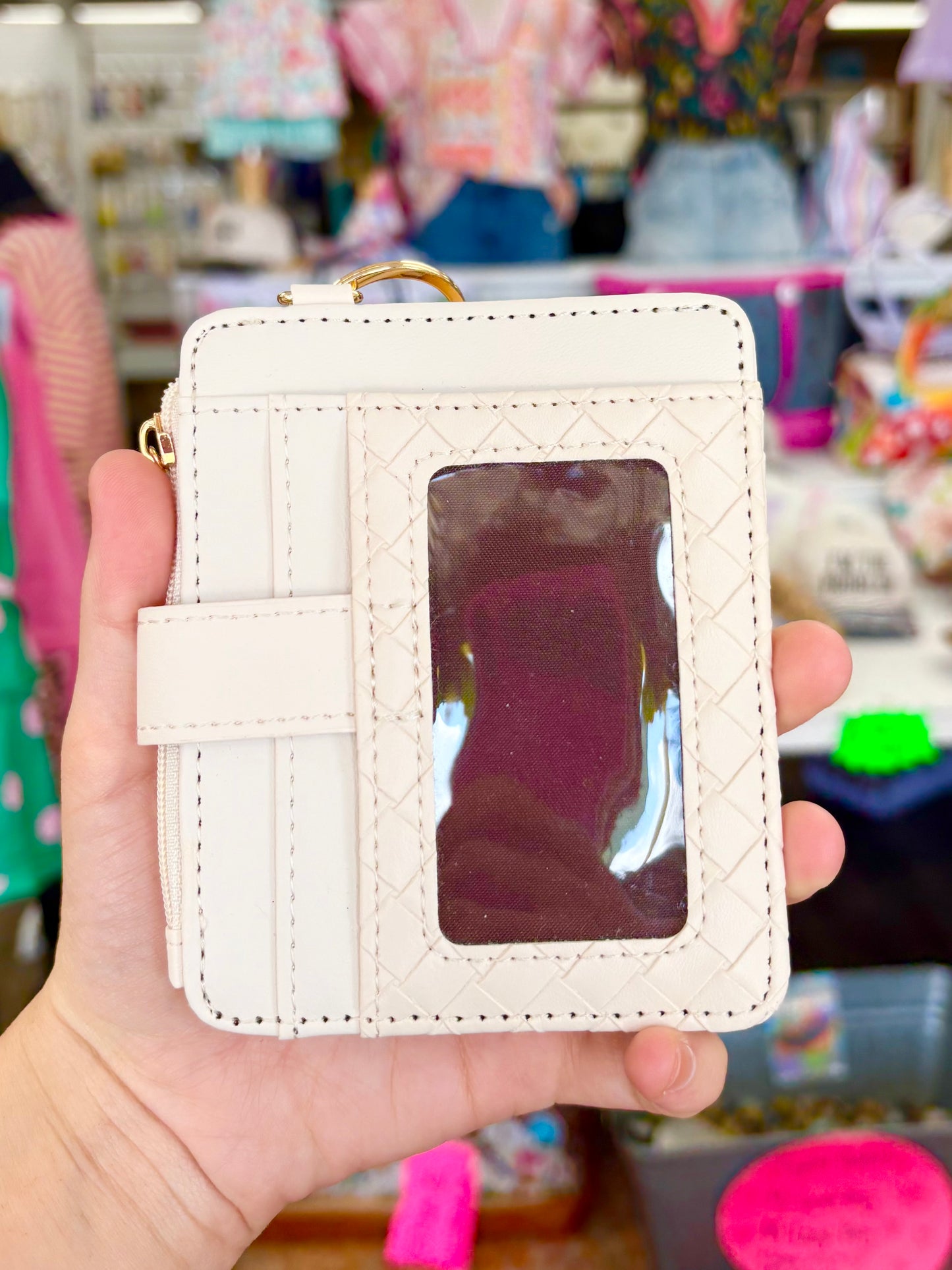KK Beige Textured Wallet Wristlet