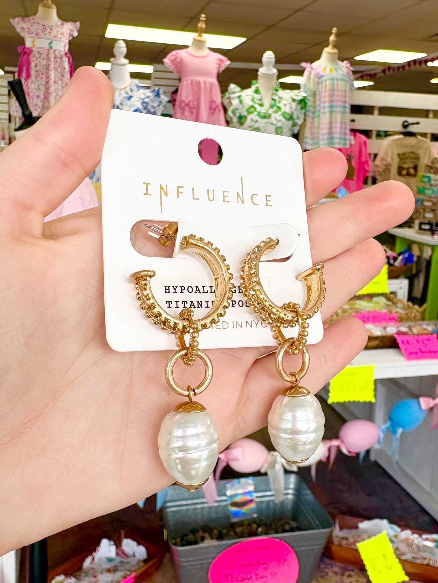 Vintage Gold Pearl Drop Earrings