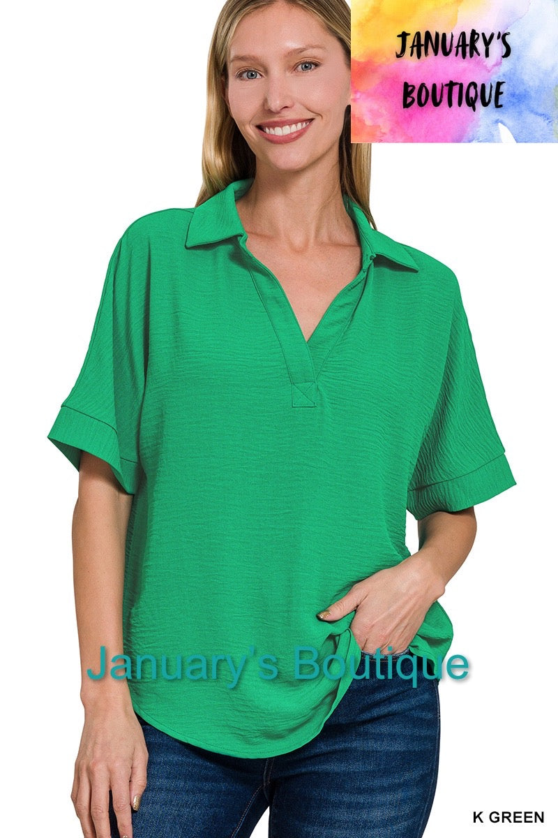 Women’s Airflow Kelly Green V-neck Top