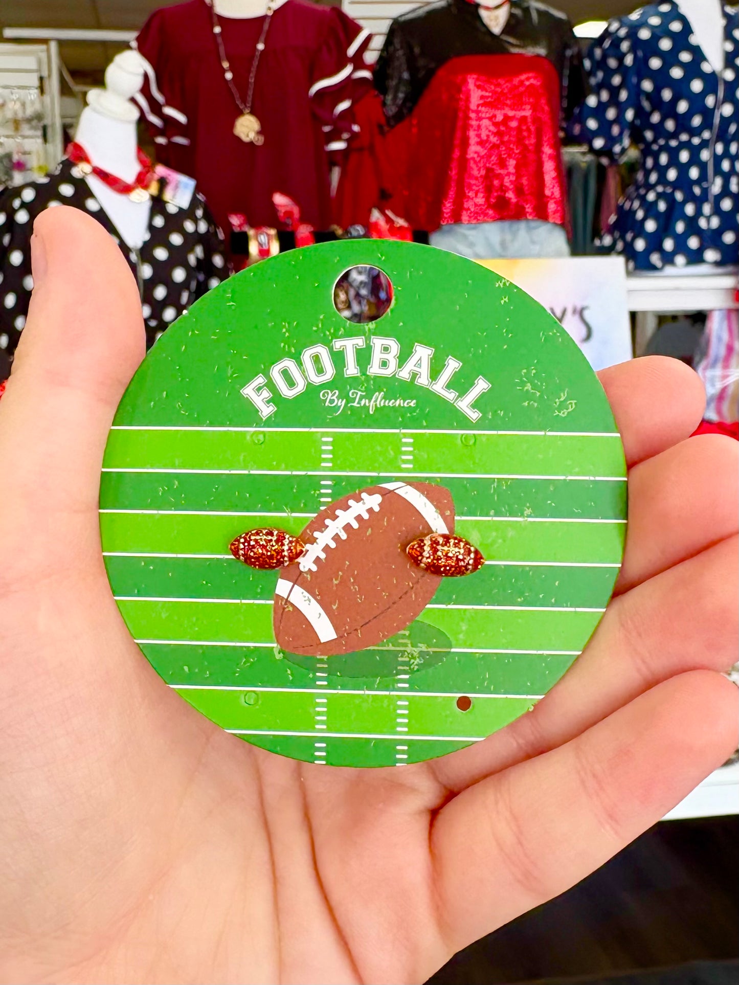 KK Rhinestone Football Stud Earrings