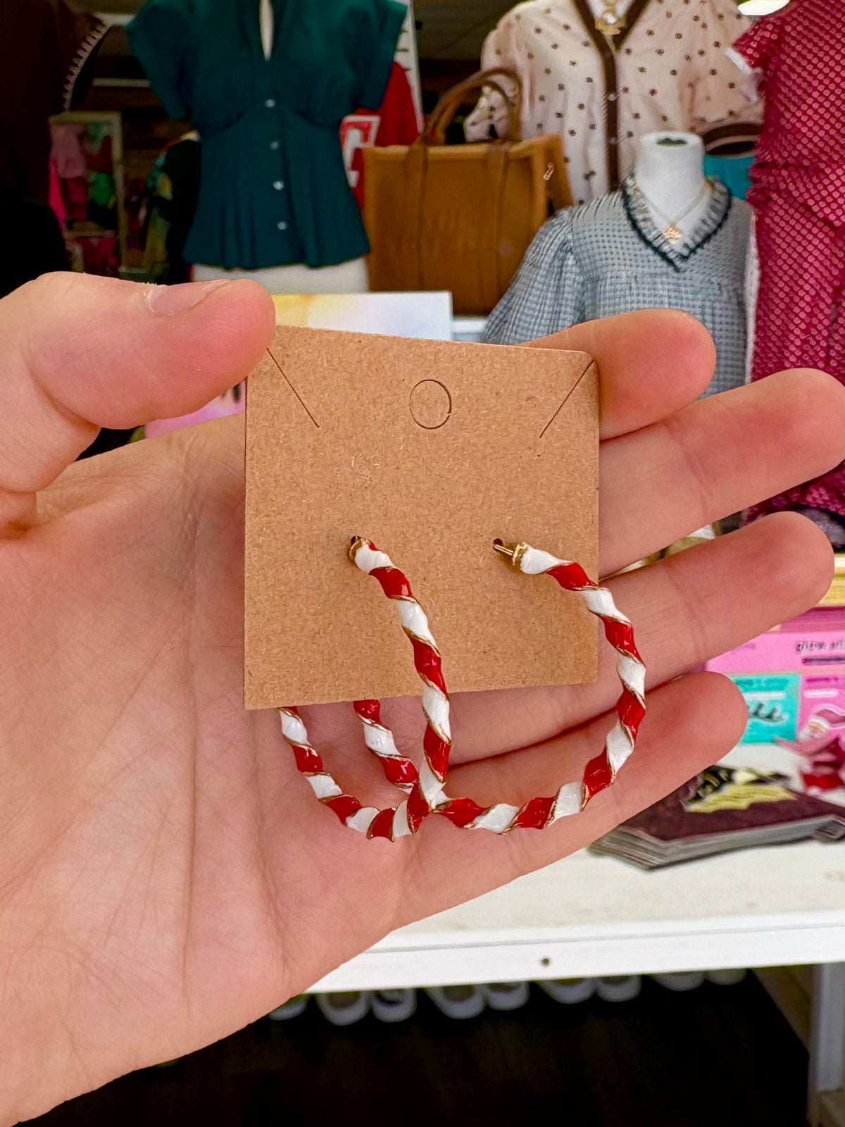 KK Christmas Candy Cane Twist Hoops