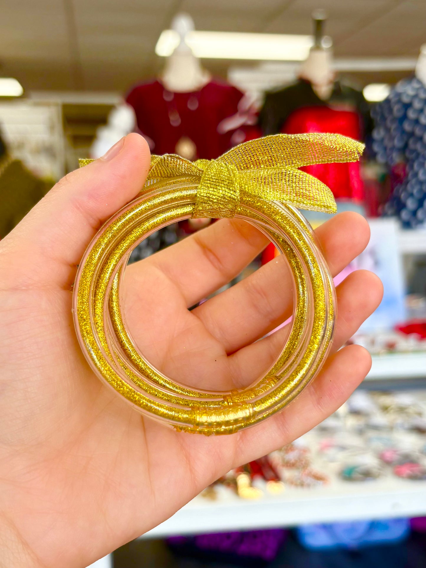 KK Gold Glitter Tube Bracelet Set