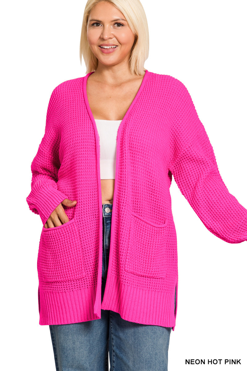 Women’s Plus Neon Hot Pink Cardigan