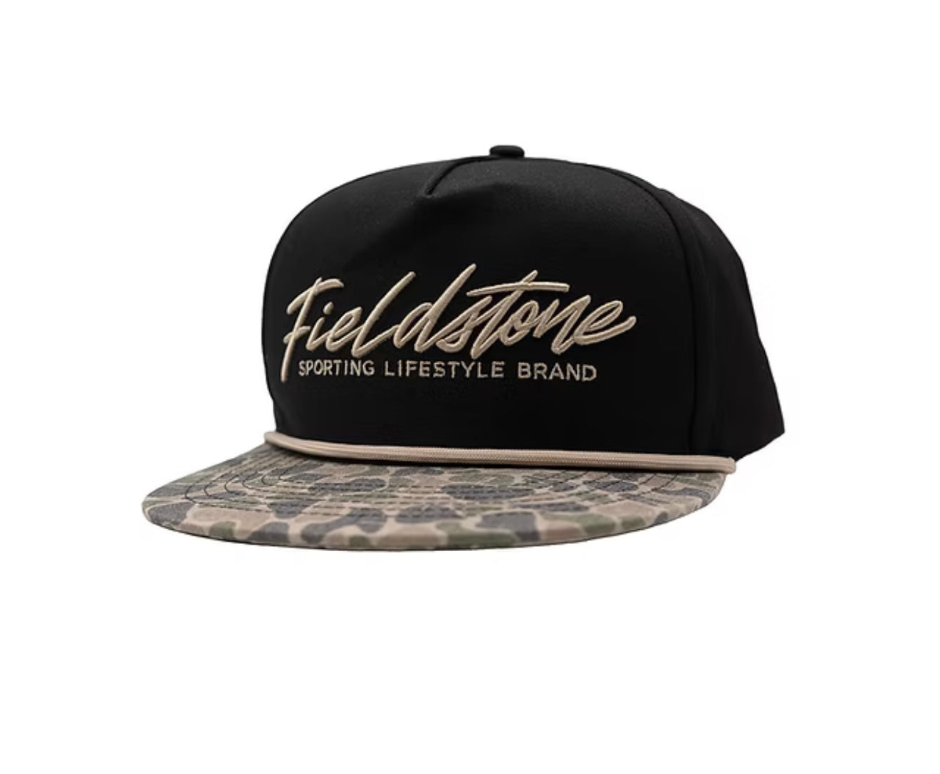 Fieldstone Black W/Camo Script Hat