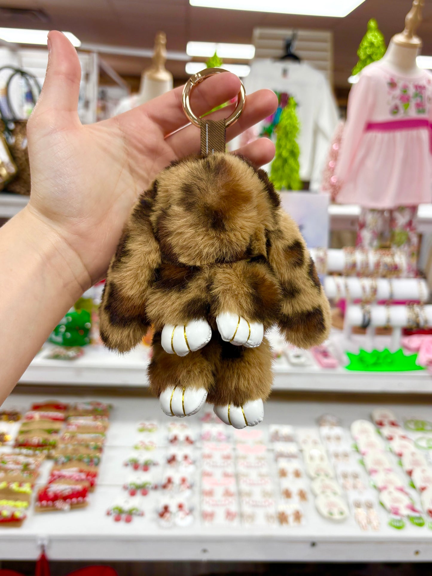 KK Furry Leopard Bunny Keychain