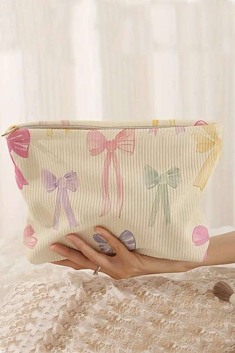 Bowknot Pattern Makeup Cosmetic Clutch Bag