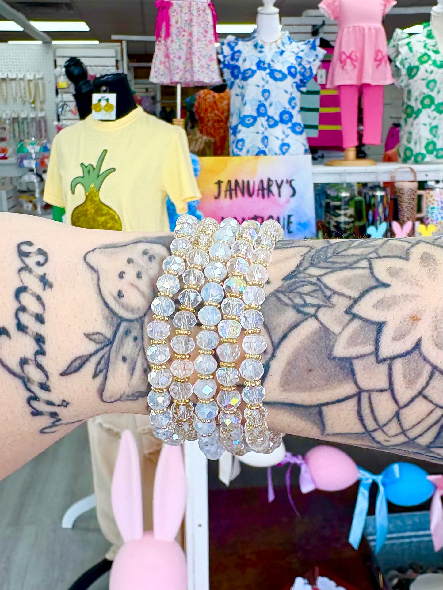 KK Gold/Clear Crystal Bracelet Set