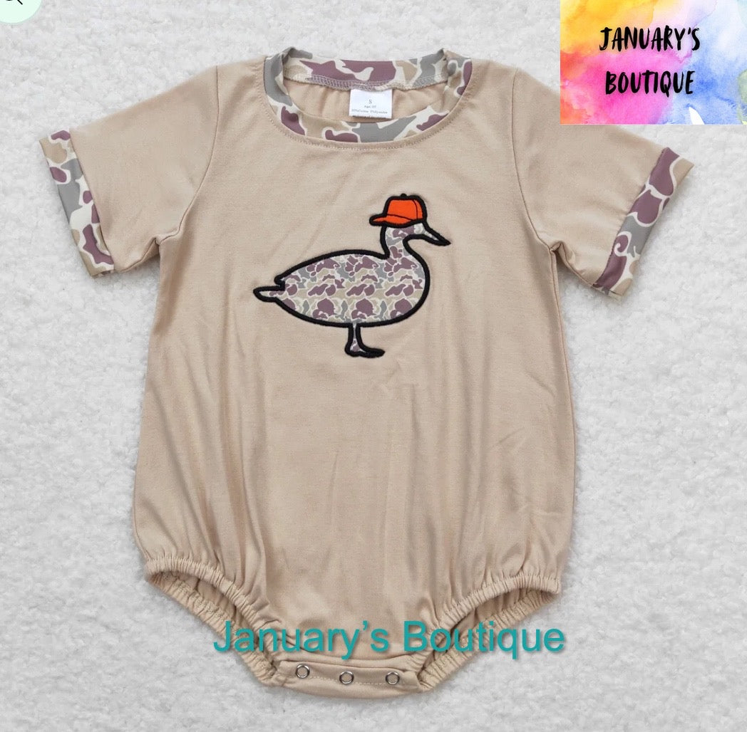 Boy’s Embroidered Duck Camo Romper
